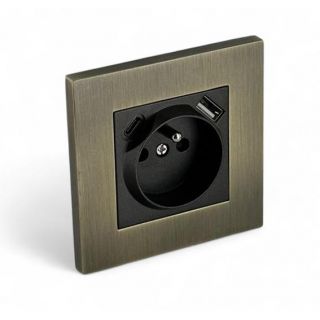Prise Electrique Nekc Simple + USB + Type-C - Bronze
